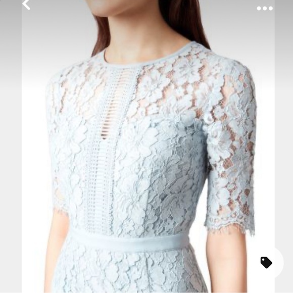 Hobbs London Penny Lace Midi Shift Dress in Light Ice Blue NWOT Size 6 - Picture 2 of 6